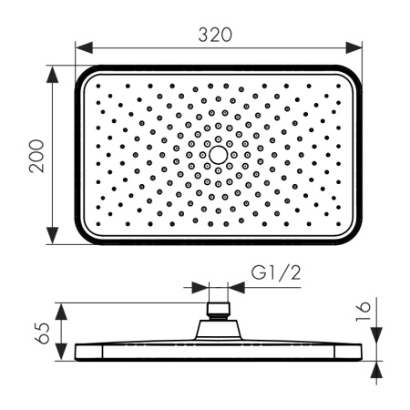 SH-321 Душевая лейка KAISER стационарная, 320х200х16 мм